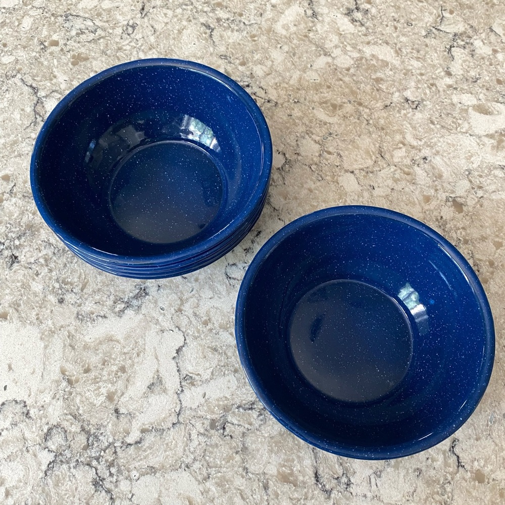 Set of 5 Blue Enamel Bowls